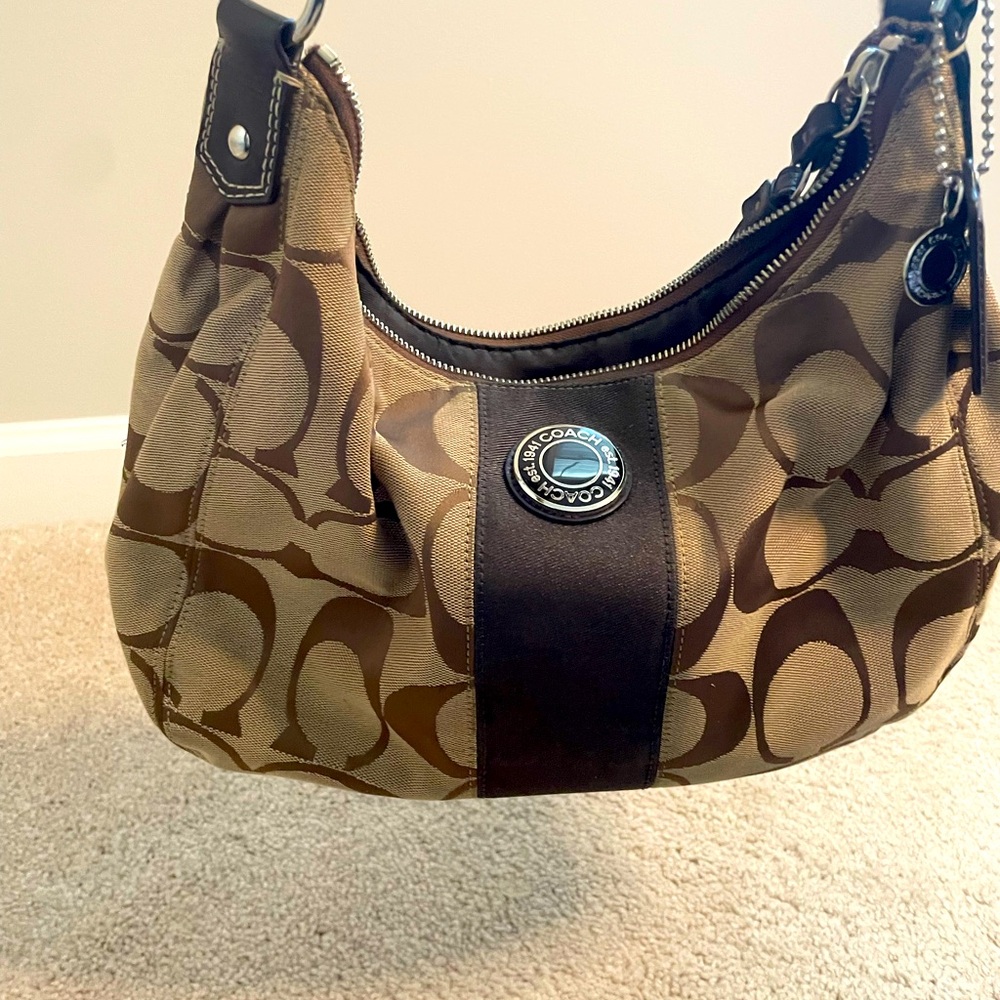 Coach Signature Beige and Brown Women's Bag